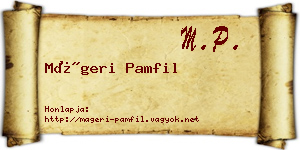 Mágeri Pamfil névjegykártya